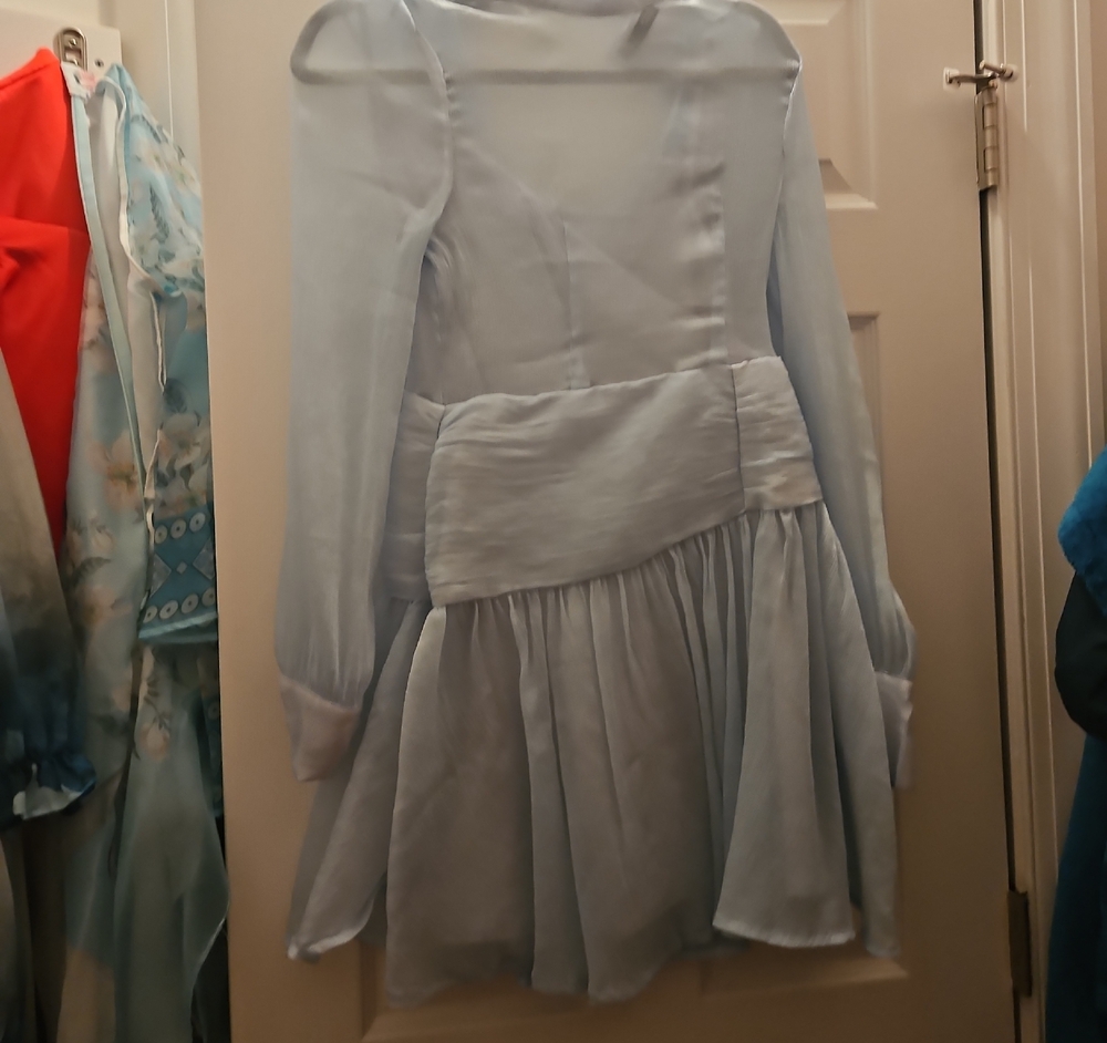 Light Blue Mini Dress with Long Sleeves